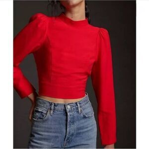 Maeve Open Back Cropped Blouse